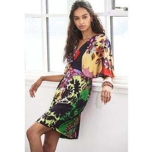 NWT!! Anthropologie RANNA GILL Sabatina Dress Floral Knit Kimono Colorful Small
